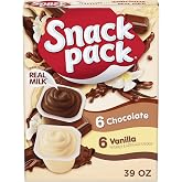 Snack Pack Chocolate and Vanilla Pudding Cups, 3.25 oz., 12-ct Family Pack | Made with real milk; great for office snacks, lunchbox school snacks; also perfect for an after-dinner sweet treat or dessert