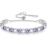 CiNily 6mm Classic Tennis Bracelet for Women, 14K White Gold Plated Cubic Zirconia Adjustable Slider Silver Bracelets Trendy Jewelry Gift