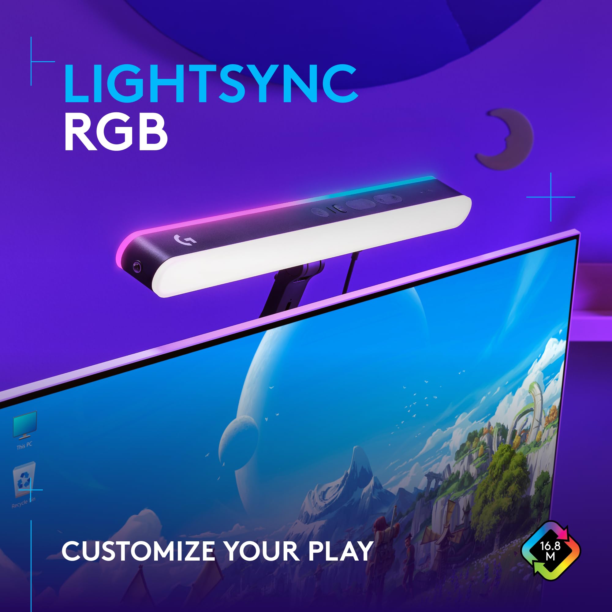 Logitech G Litra Beam LX Premium Dual-Sided RGB LED Streaming Key Light, TrueSoft, Studio Lights, Bluetooth, USB, PC/Mac - Graphite