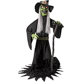 Halloween Animatronic Jump-Scare Witch Decoration, Sound Activated, Red Eyes, Spooky Sounds, Halloween Decor for Indoor/Outdoor Haunted House Prop
