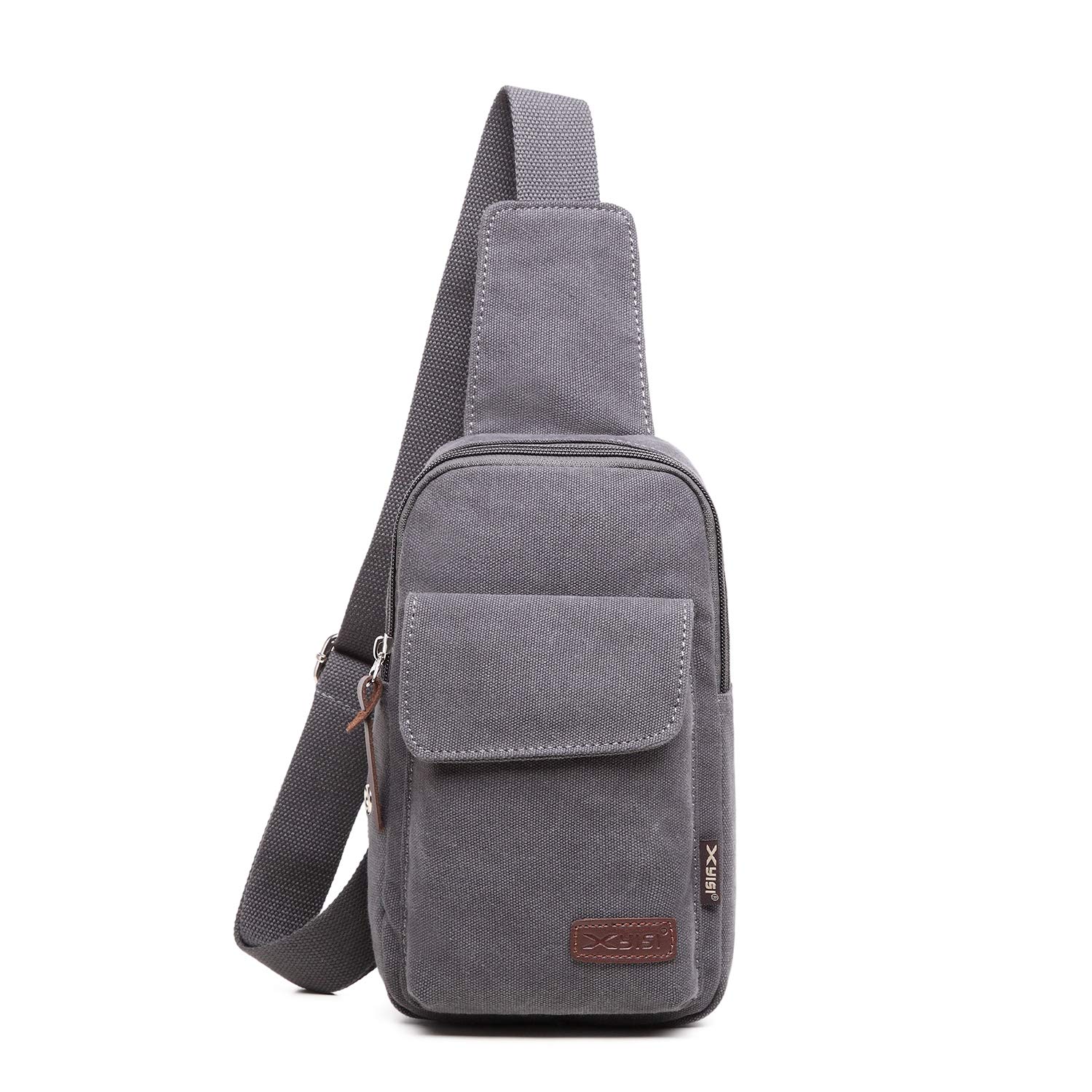 FANDARE Sling Bag Men Chest Pack Multipurpose Crossbody Shoulder Bag One Strap Backpack Canvas Lightweight Messenger Bag for Travel Hiking Cycling Camping Dark Gray
