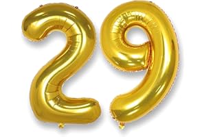 AULE 40 Inch Large 29 Balloon Numbers Gold, Big Foil Number Balloons, Giant Helium Happy 29th Birthday Party Decorations for Man and Women, Huge Mylar 92 Anniversary Party Supplies