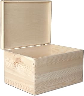 Creative Deco XXL Große Holzkiste mit Deckel | 40 x 30 x 24 cm (+/- 1 cm) | Kiste Holzbox Erinnerungsbox Holz-truhe Aufbewahrungs-Box Spielzeug-Kiste Unlackiert Kasten | Ideal für Werkzeuge