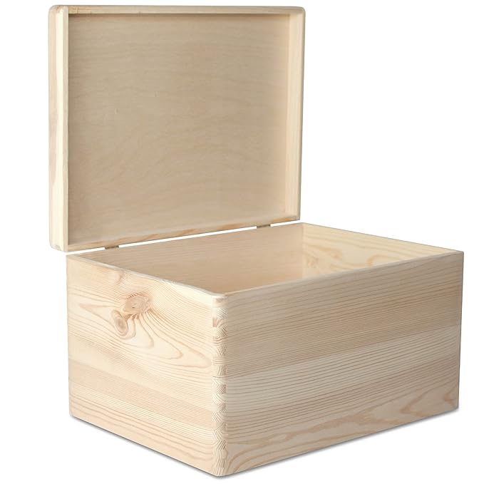Creative Deco XXL Große Holzkiste mit Deckel | 40 x 30 x 24 cm | Kiste Holzbox Erinnerungsbox Holz-truhe Aufbewahrungs-Box Sp