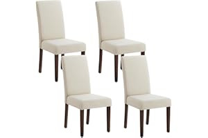 VASAGLE Dining Chairs, Parsons Chairs with High Back, for Dining Room Kitchen, Set of 4, Thick Seat, 58 x 48 x 100 cm, Cream 