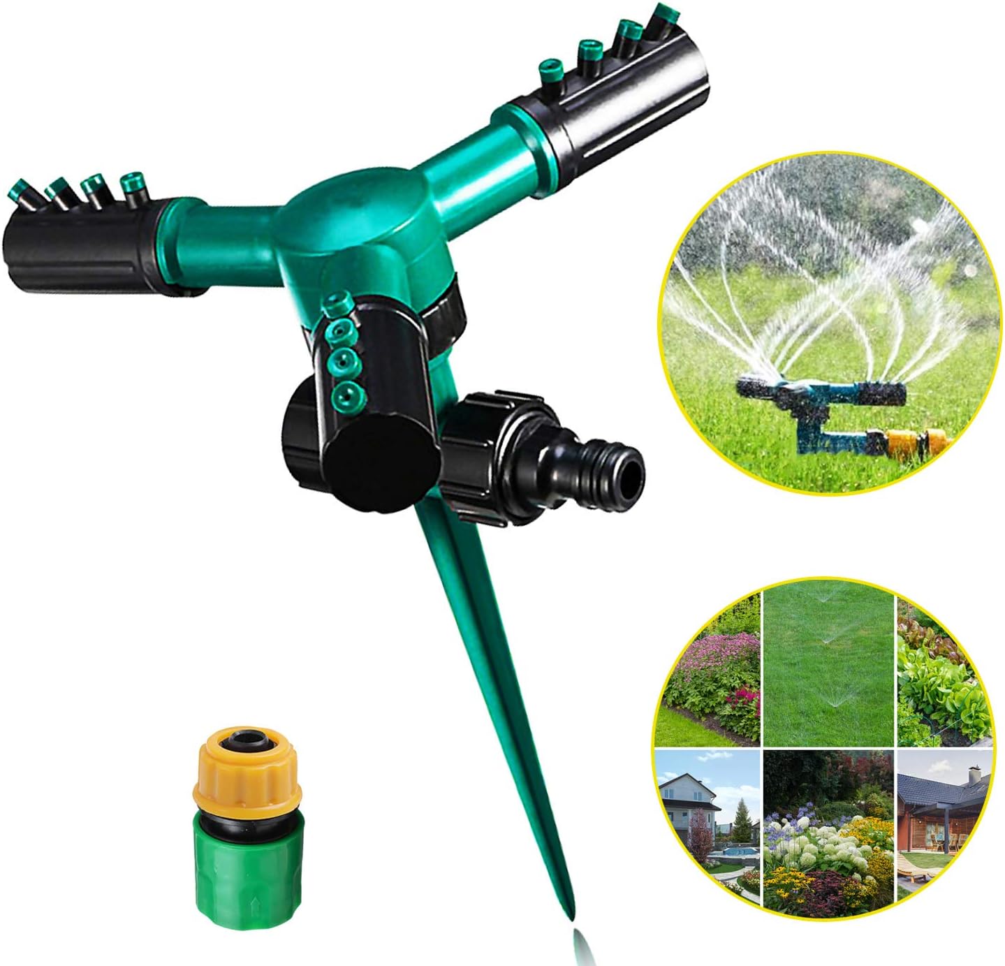 UZOU Lawn Sprinkler, 360 Degree Rotating Garden Sprinkler with Up to 3, 000 Sq. Ft Coverage - Adjustable, Weighted Gardening Watering System, Water Sprinkler for Kids Playtime Outdoor : Garden & Outdoor