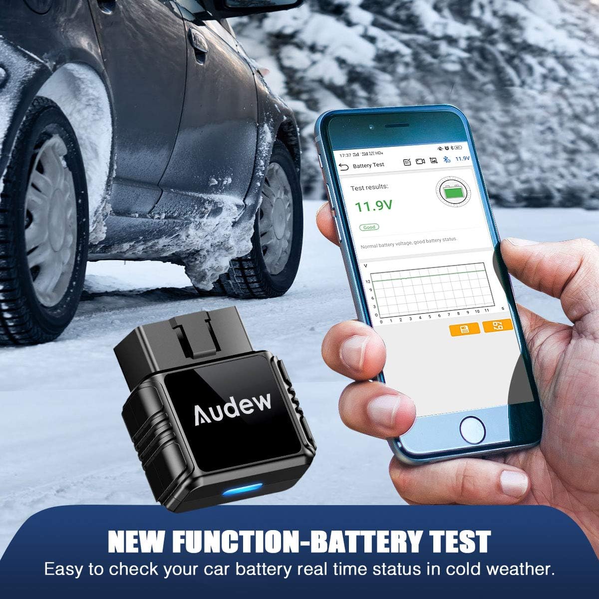 Audew Obd2 Bluetooth Scanner With Free App And Battery Test Code Reader Car Diagnostic Tool For Ios Android Automotive Tools Equipment