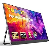 Yodoit Portable Monitor for Laptop 23.8" 4K UHD Travel Gaming Monitor Screen IPS Display with USB Type C Port and Built-in Speakers with Cover Monitor Compatible with PC, Xbox Black
