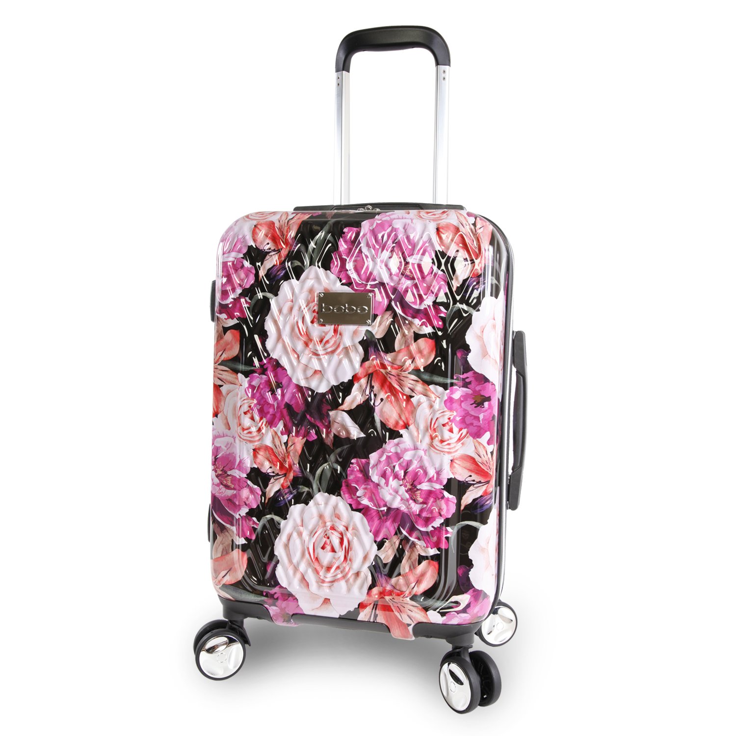 BEBE Women's Marie 21" Hardside Carryon Spinner Luggage, Black Floral