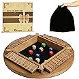 Shut The Box Game 2-4 Players, 13 * 13 * 1.5 Inches Exqline Board Game Math Game with 10 Dice for Family, Wooden Shut The Box