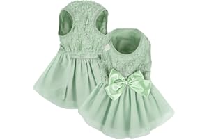 ASENKU Dog Dress Pet Wedding Dress Princess Lace Puppy Birthday Party Outfit Formal Apparel Girl for Small Medium Dogs Cats (Medium, Green)