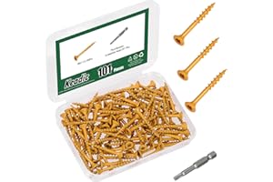 Keadic 100Pcs #8x1-1/2 Deck Screws, T25 Star Torx Drive Flat Head Wood Screws, Outdoor Wood Screws Assortment Fastener Kit, R