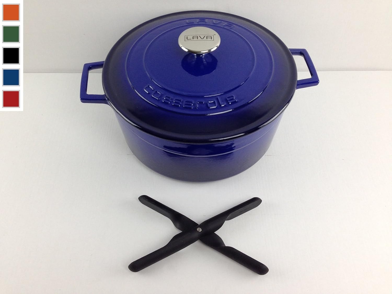 Lava Cookware Folk Enamelled Cast Iron Round Casserole, 20, 24 and 28