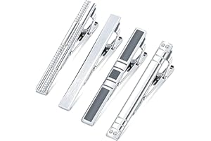 MOZETO Tie Clip 4-pcs Silver Tie Bar Set for Regular Ties Business Style Tie Clips for Men