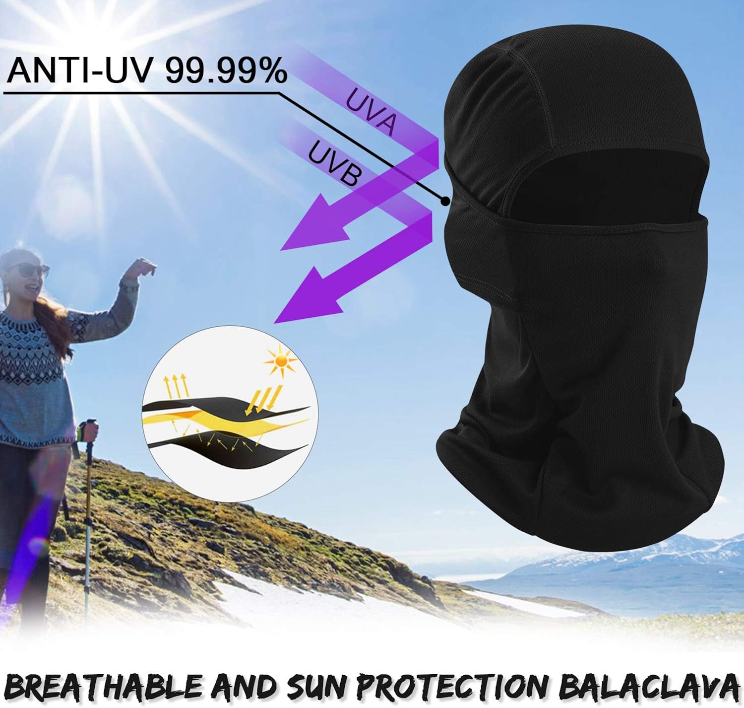 LUVNFUN Balaclava Face Mask UV Protection Sun Mask for Hot Weather Motorcycle Cycling Tactical Summer Balaclava Hood for Men Women (Black) at  Men’s Clothing store