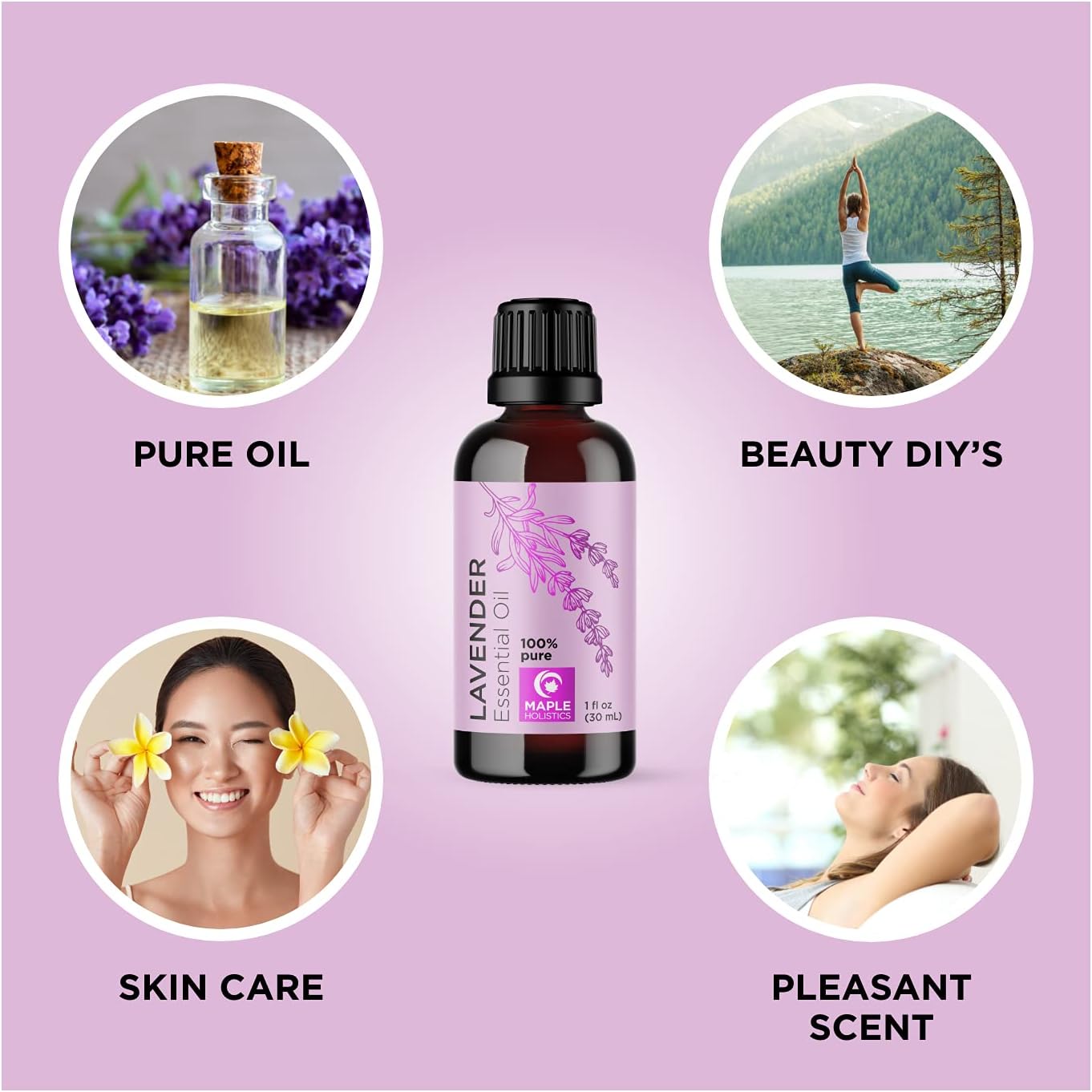 Pure Lavender Oil Essential Oil - Premium Therapeutic Grade Lavender Essential Oils for Diffuser Plus Healthy Hair Skin and Nails Support - Undiluted Lavender Aromatherapy Oils for Diffuser: Health & Personal Care