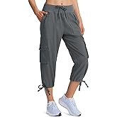 Ksmien Women's Hiking Capris Quick Dry Lightweight Ladies Summer Cargo Pants 8 Pockets for Travel Camping
