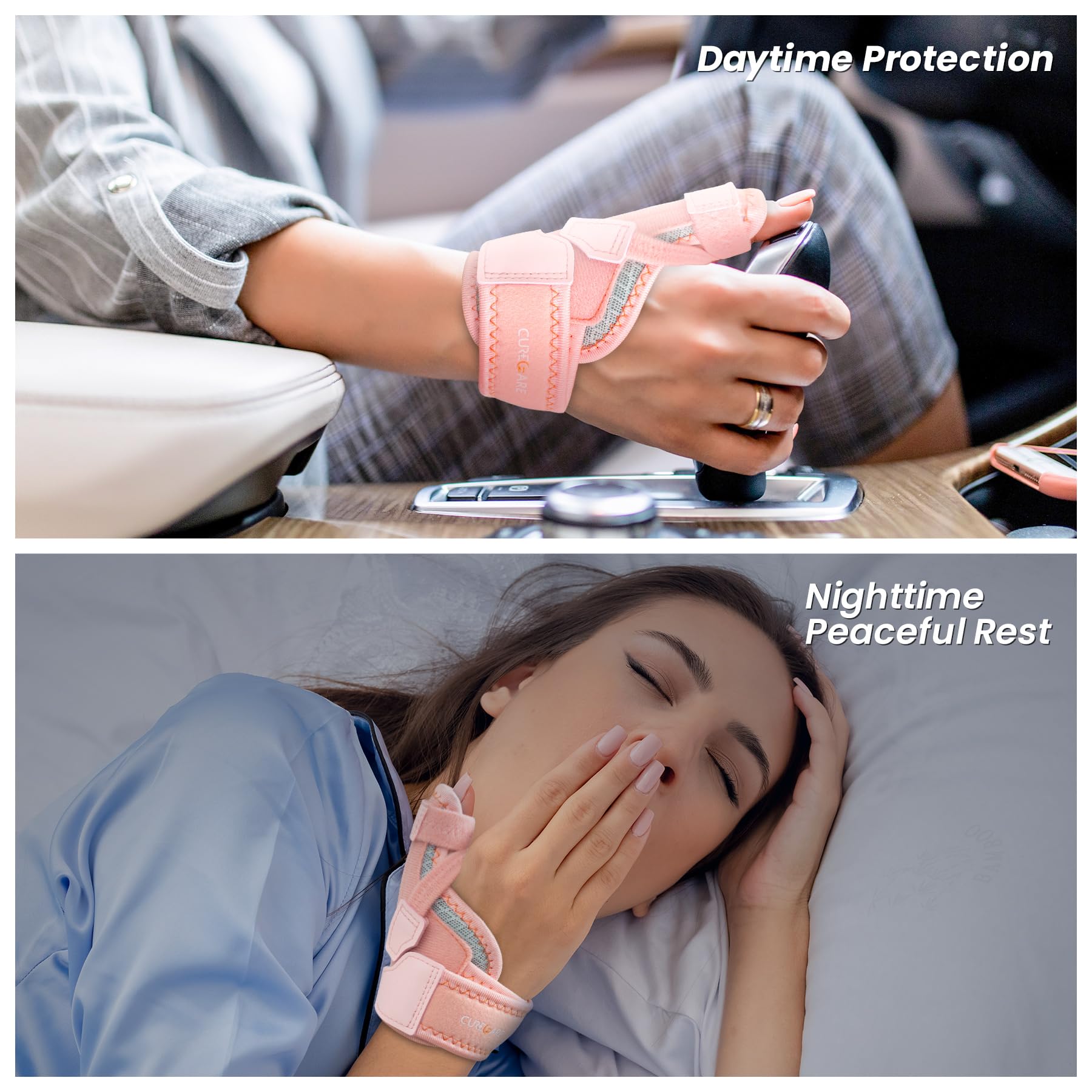 New Upgraded 2 in 1 Thumb Brace, Removable Thumb Spica Splint Left Right Hand with 3 Level Stability, Reversible Thumb Support for CMC, De Quervain’s Tendonitis, Trigger Thumb (S/M, Pink)