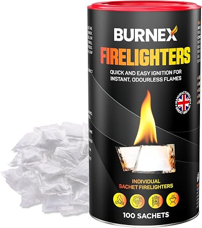 BURNEX 100 Fire Lighters Wood Burner BBQ Fire Starter Waterproof Individually