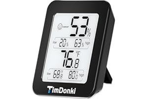 TimDonki Digital Hygrometer with Max and Min Records 10s Fast Refresh Accurate-Hygrometer Room Thermometer Indoor for Home/Bedroom/Baby Room/Office/Greenhouse/Cellar (Black)