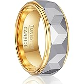 SOXEMAN Architect Series: Faceted Prism Band | 8mm Wide Two-Tone Tungsten Wedding Ring