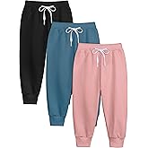 Resinta 3 Pack Toddler Girls Boys Sweatpants Kids Casual Athletic Pull-On Cotton Jogger Pants with Drawstring for Boys Girls