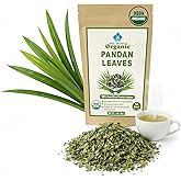 Organic Pandan Leaves - Dried Pandanus Loose Leaf - Gourmet Herbal Tea - Thai Spice for Desserts Stews and Curries - Cut and Sifted - 1 OZ