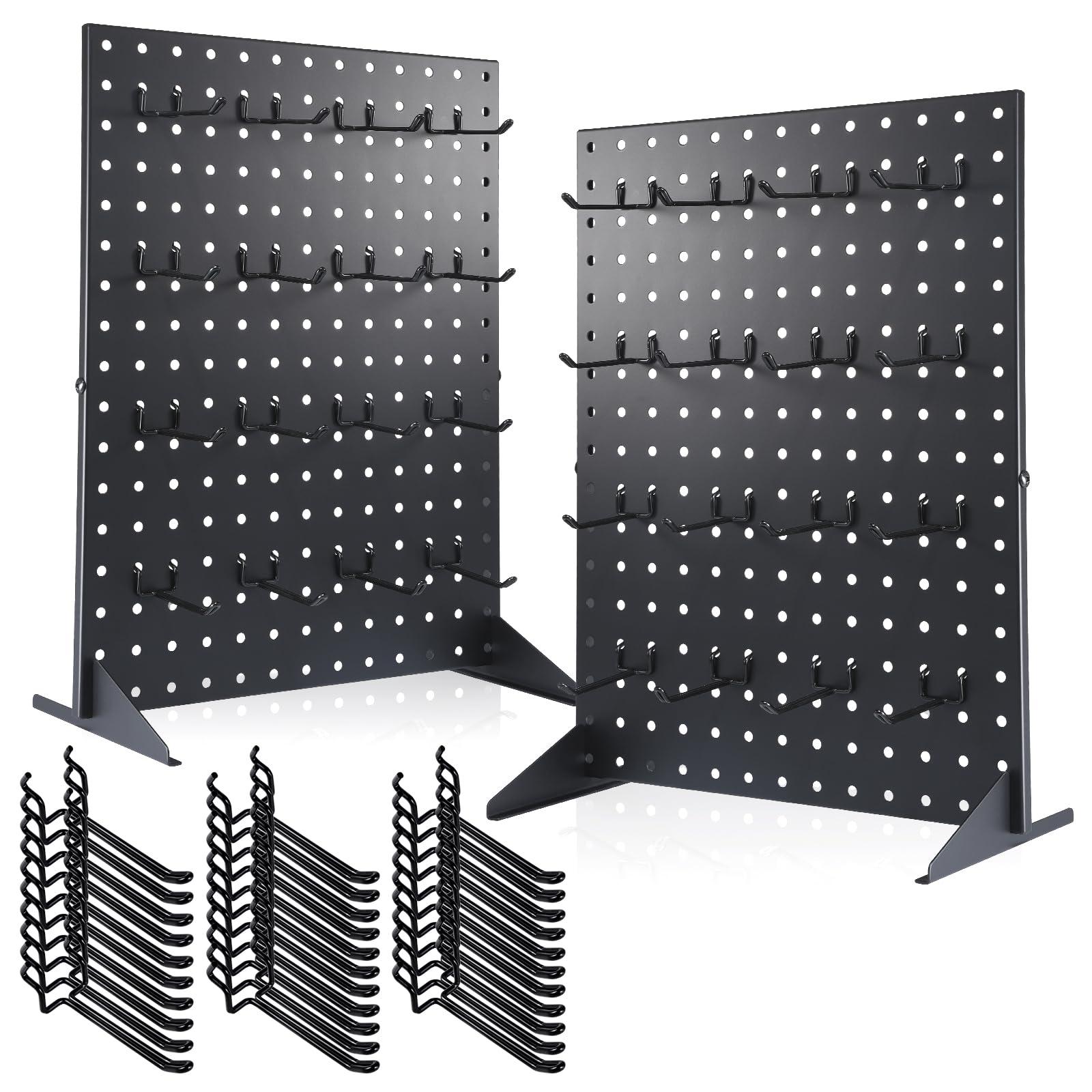 Novelfun 2PCS Pegboard Display Stand with 32 Hooks Desk Tabletop Pegboard Display Stand 17" X 13" for Vendors Events Craft Shows Retail Display Selling