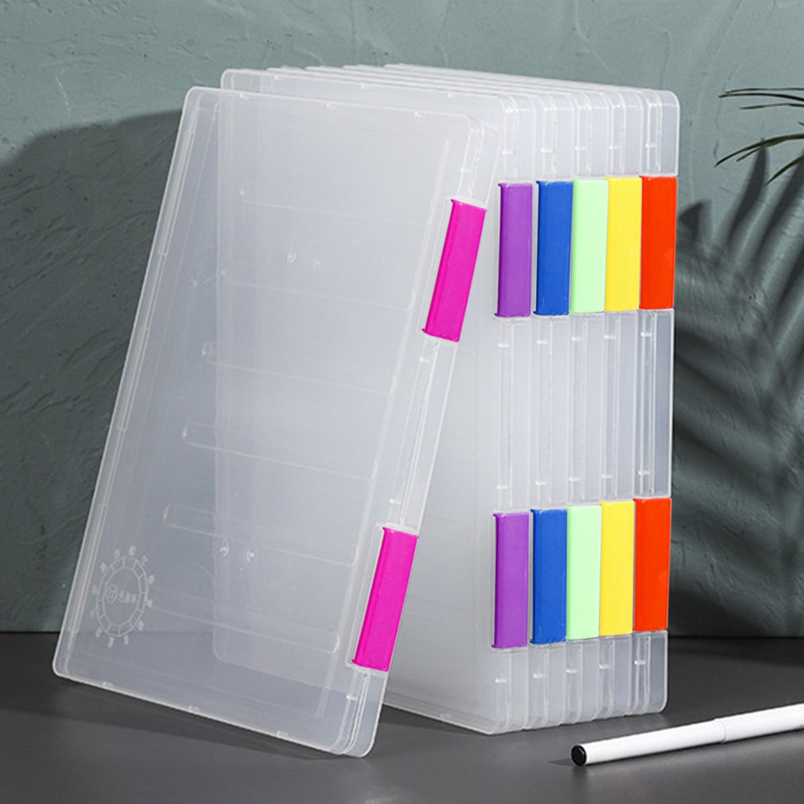 Polegas 6 Pcs Portable A4 File Box, Clear Plastic File Storage Box, Waterproof A4 Container for Documents, Paper,Letters, Scrapbook, Magazines,Photos