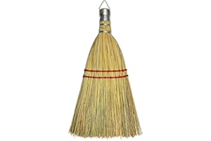 BODUNDIRECT 12 Inch Corn Handmade Broom Mini Whisk Made of Natural Corn Broom Straw with a Solid Metal Hang Design for Outdoor Car Porch Debris Dust Dirt Driveways Sidewalks Halloween