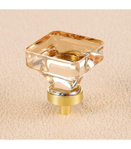 Crystal Kitchen Cabinet 8 Knobs Clear Dresser Knob Brushed Gold Cabinets Handles  Pulls, Glass Closet Drawer Drawers Cupboard Square Hardware,Satin Brass  Copper Bathroom Bedroom Pull Single-Hole Knobs - Amazon.com