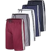 Real Essentials 5 Pack: Boys' Athletic Basketball Sports Shorts Pockets - Quick Dry Youth Teens Kids Gym (4-18 Years)