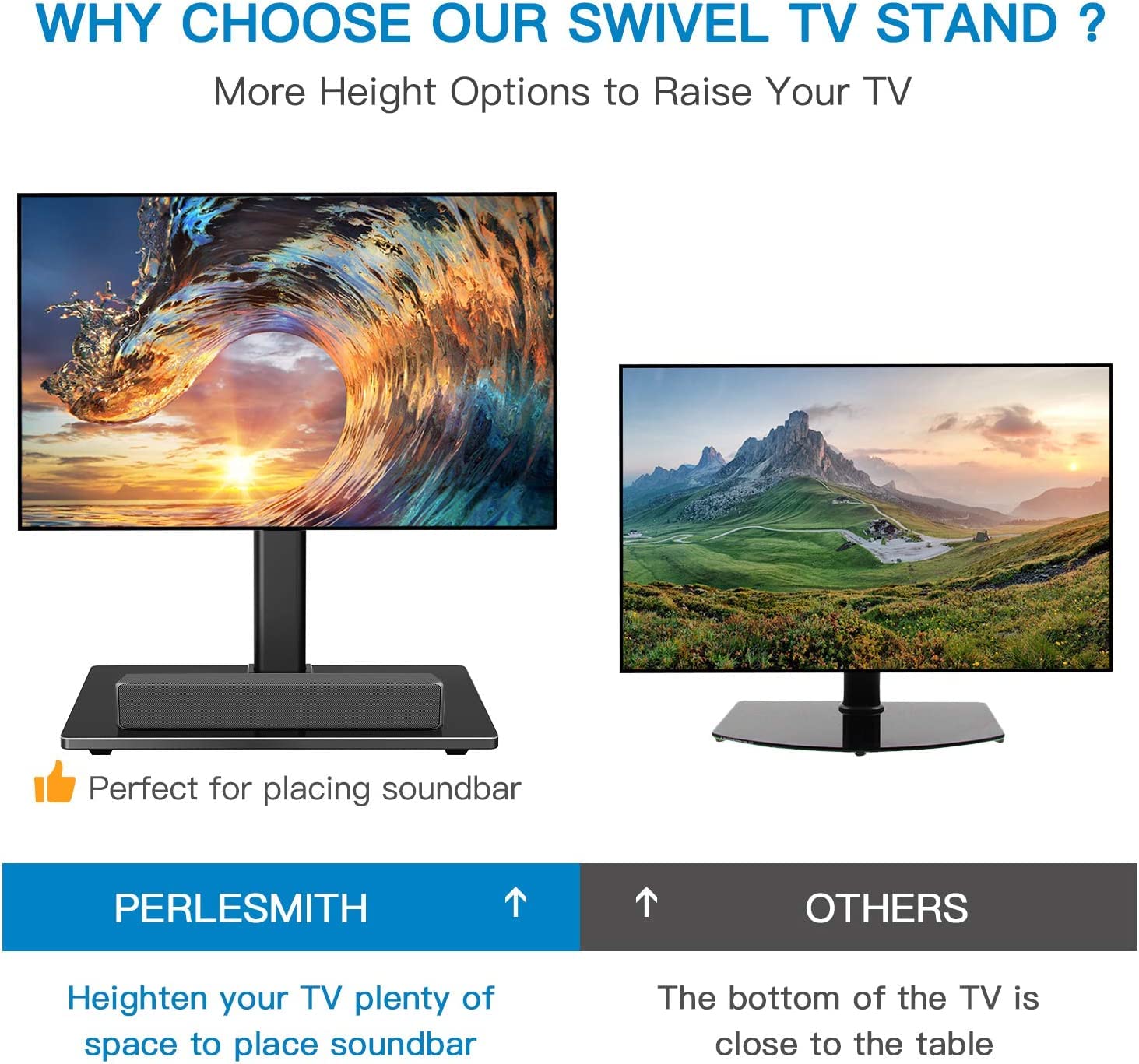 PERLESMITH Universal Swivel TV StandTable Top TV Stand Base For 3775