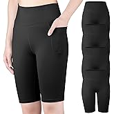 BIG ELEPHANT 4 Packs Girls' Athletic Bike Shorts, Dance Yoga Running Soccer Kids Compression Shorts with Pockets