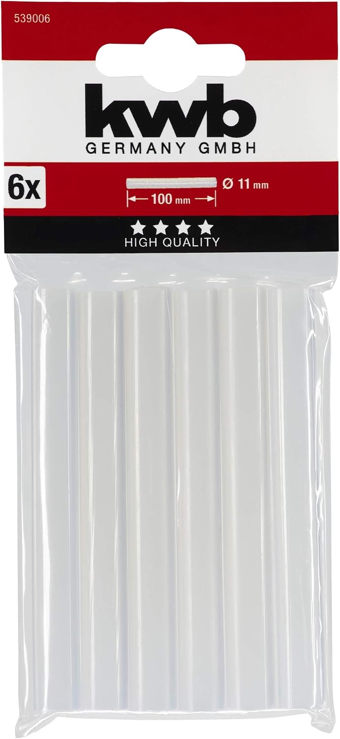 kwb KWB, Clear, 539006 Adhesive Sticks 11 x 100 mm for hot Glue Pistols 6 pcs, Transparent - Image 4