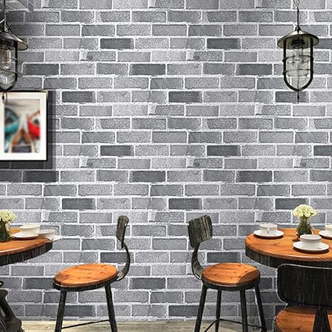 Amazon Co Jp 壁紙灰色のレンガの皮 スティックの壁紙レトロなレンガの壁紙中華風3dリビングルームの青いレンガパターンの壁紙 Diy 工具 ガーデン