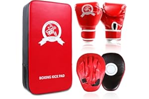 CYFIE 3-in-1 Boxing Pad Set –Focus Punching Mitts, Martial Arts Target Training Paddle and Kicking Pad for Kickboxing Taekwondo Karate MMA, Boxing Equipment Sparring for Kids, Teens & Women