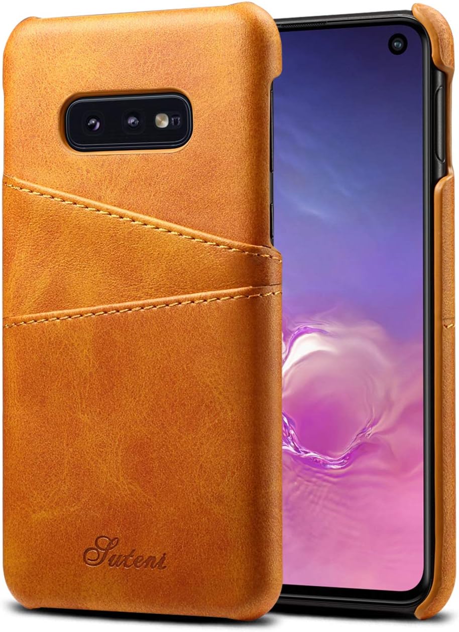 Samsung Galaxy S10e Case Leather Cover 2019,TACOO Slim Fit Soft Protective Two Credit Card Slots Ultra Thin Phone Khaki Shell for S10E 5.8inches
