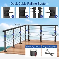 BLIKA Complete Set 36" Cable Railing Post Kit