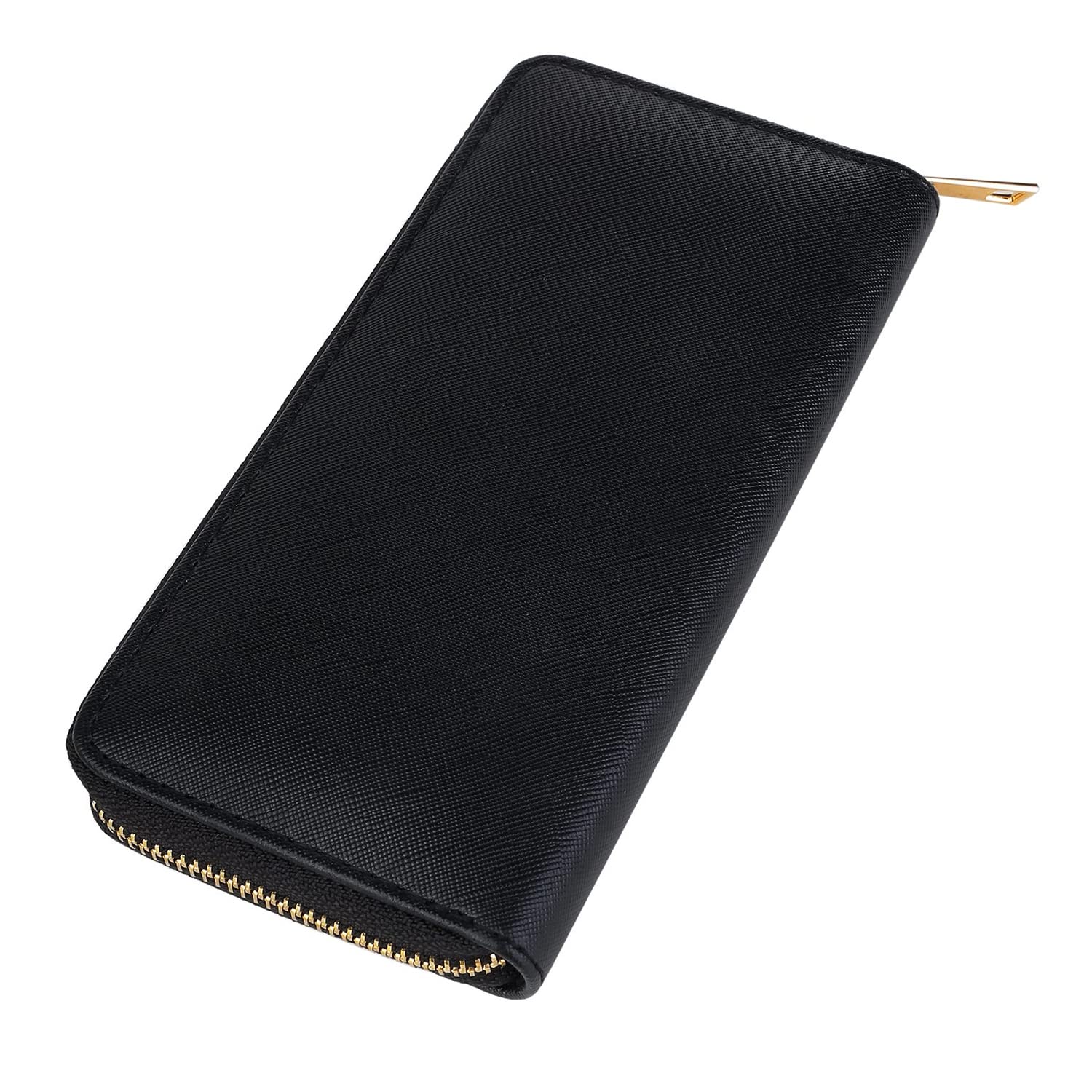 DonDon Women’s Purse Wallet Pocket Plain Black