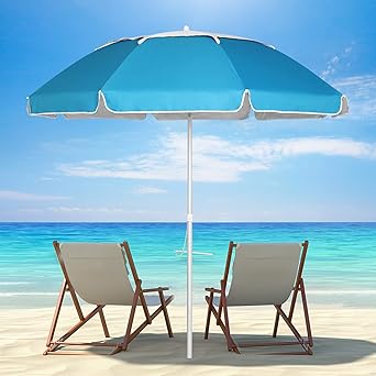 Amazon.com: Paraguas de playa UHINOOS, 6.5 pies portátil paraguas de