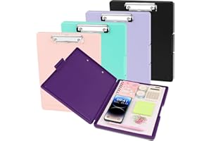 Clipboards with Storage,High Capacity Nursing Clipboard,Plastic Storage Clipboard with Low Profile Clip,Side-Opening A4 Binde