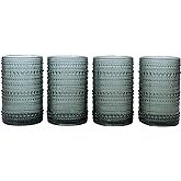 Greenline Goods Hobnail Drinking Glasses - Gray 12 oz Thick Modern Kitchen Glassware Set - Unique Vintage Bubble Cocktails Or Modern Bar - Set of 4 - Old Fashioned Beverage Glasses For Tabletop