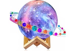 LOGROTATE Moon Lamp, Kids Night Light, 16 Colors Galaxy Lamp 3D Printing LED Moon Light with Stand, Remote&Touch Control, USB Rechargeable Gift for Women Kids Birthday, Bedroom Home Decor, 6.0 inch