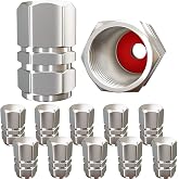 Tire Valve Caps (12 Pack) Heavy-Duty Stem Covers | Dust Proof, with O Rubber Seal | Hexagon Design | Outdoor, All-Weather, Leak-Proof Air Protection | Light-Weight Universal Aluminum Alloy (Silver)