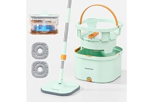 HoMettler Spin Mop and Bucket Set with Detachable Inner Mop Bucket, Mops and Buckets for Floor Cleaning Includes 2 Replaceable Thick Microfiber Mop Pads