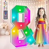 Ledido 3FT Colorful Marquee Light Up Letters,34 Colors Light Up Letter with Remote, Marquee Letters 3 feet tall Large Lights Sign for Party for Christmas New Year, Letter &