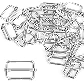ERKOON 30 Pieces Slide Buckle Adjustable Webbing Slider for Purse Making Bag Making Making DIY Accessories Silver