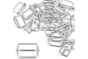 ERKOON 30 Pieces Slide Buckle Adjustable Webbing Slider for Purse Making Bag Making Making DIY Accessories Silver