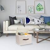 TYEERS Collapsible Fabric Storage Box with Lid Beige Set of 3 38x25x25 cm view 6